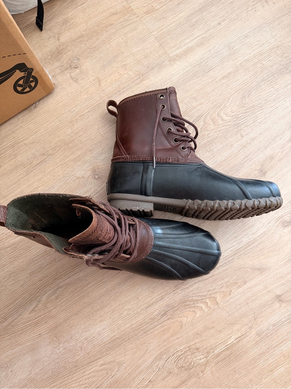 G.H. Bass & Co. Black and Brown Men's Lace-Up Duck Boots